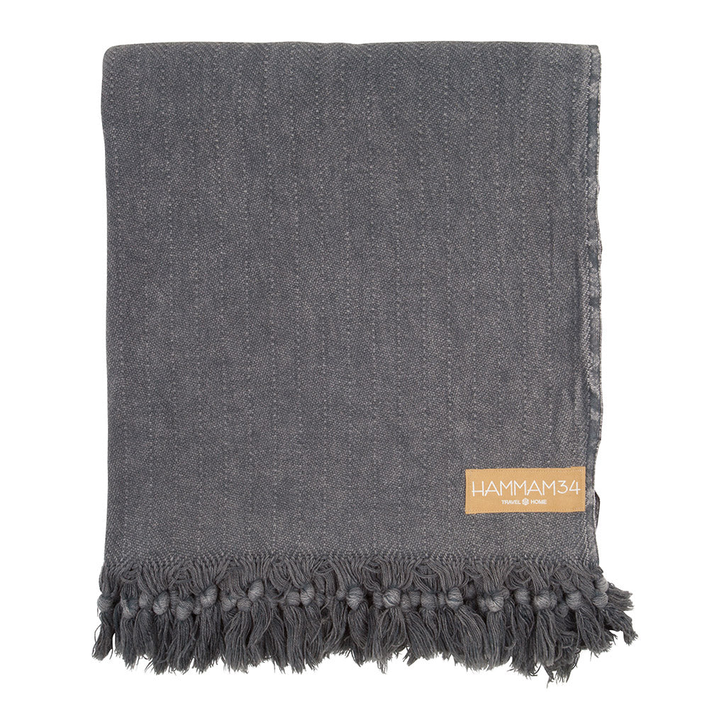 Hammam34 Cotton Grey Handloomed Beach Blanket 