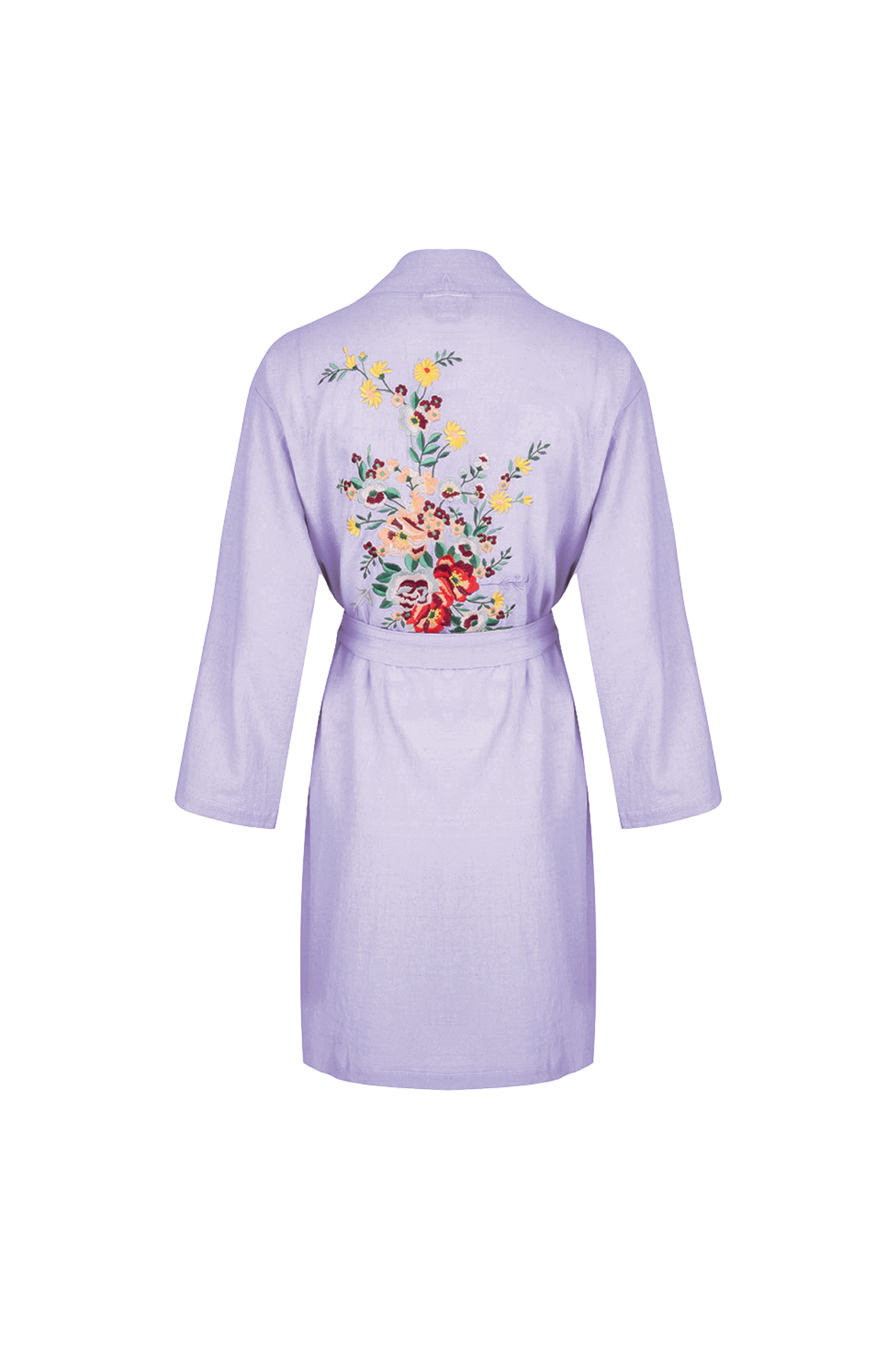 Hammam34 Lilac kimono with flowers embroidery detail on the back