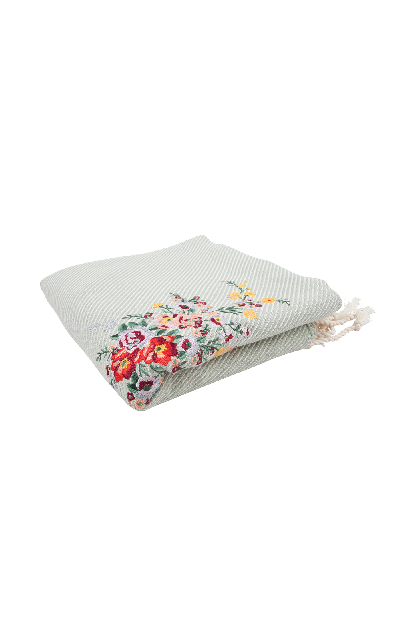 EMBROIDERED HAMMAM TOWEL | THE FLOWER IN SEA GREEN