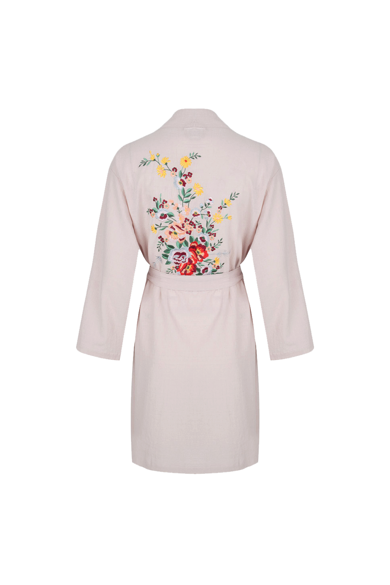 Hammam34 Pink kimono with flowers embroidery detail on the back