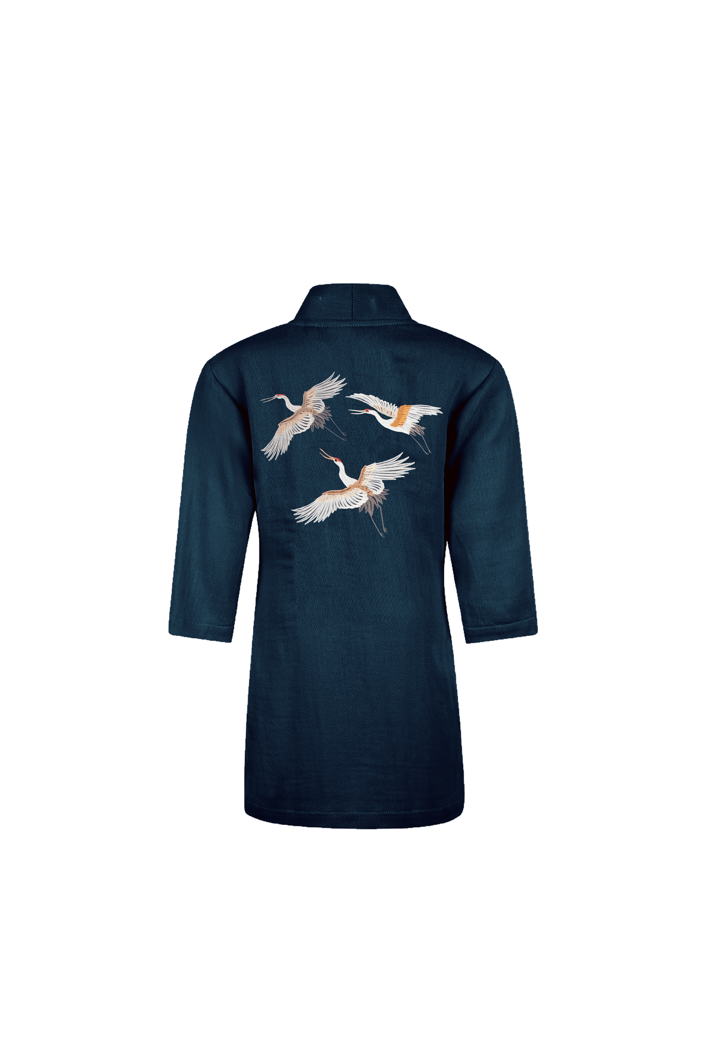 Hammam34 Dark Blue kids kimono with flying cranes embroidery detail on the back (2-4 years)
