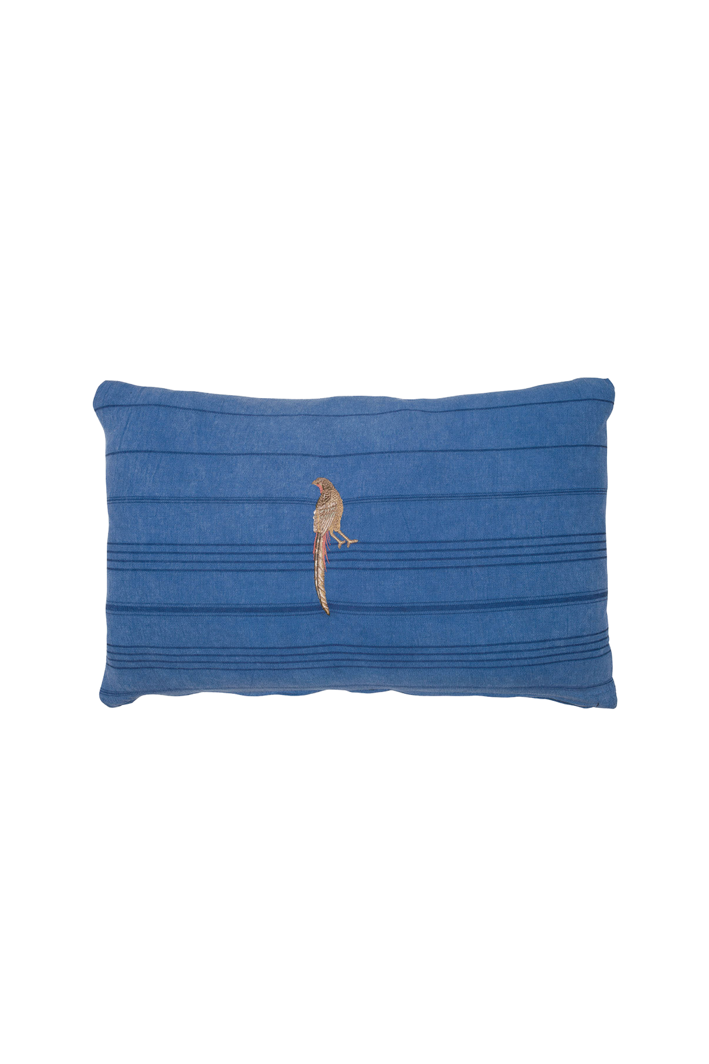 Denim Blue Pillow Case with The Pheasant Embroidery