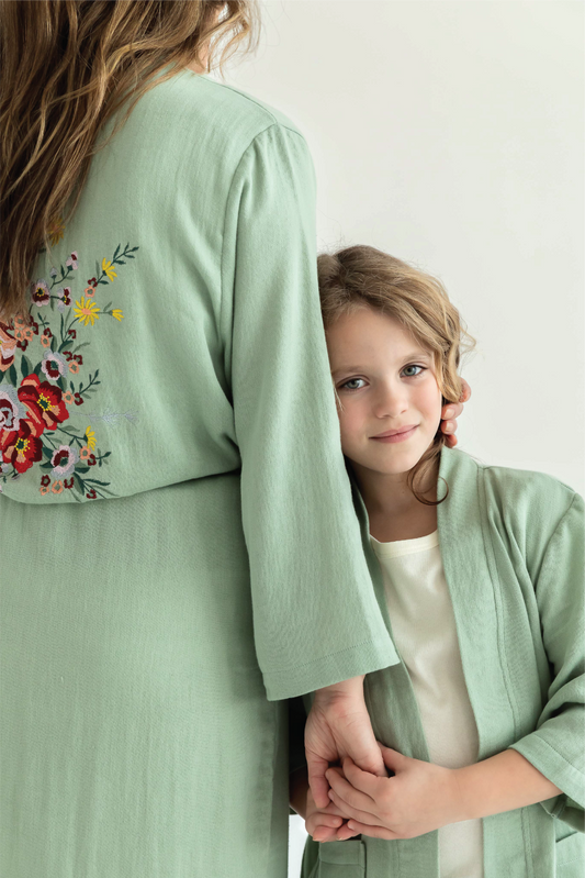 THE FLOWER KIDS KIMONO IN SEA GREEN