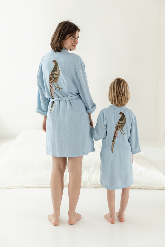 THE PHEASANT KIDS KIMONO IN CLOUD