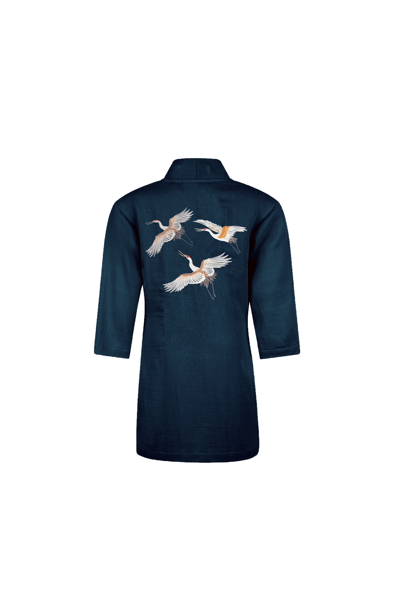 Hammam34 Dark blue kids kimono with flying cranes embroidery detail on the back (6-8 years)